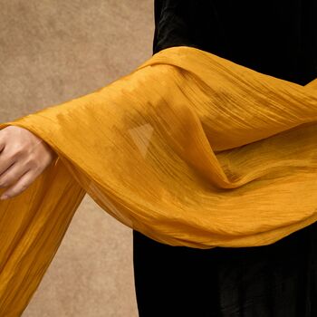 100% Mulberry Silk Scarf Gold In Gift Box, 6 of 7