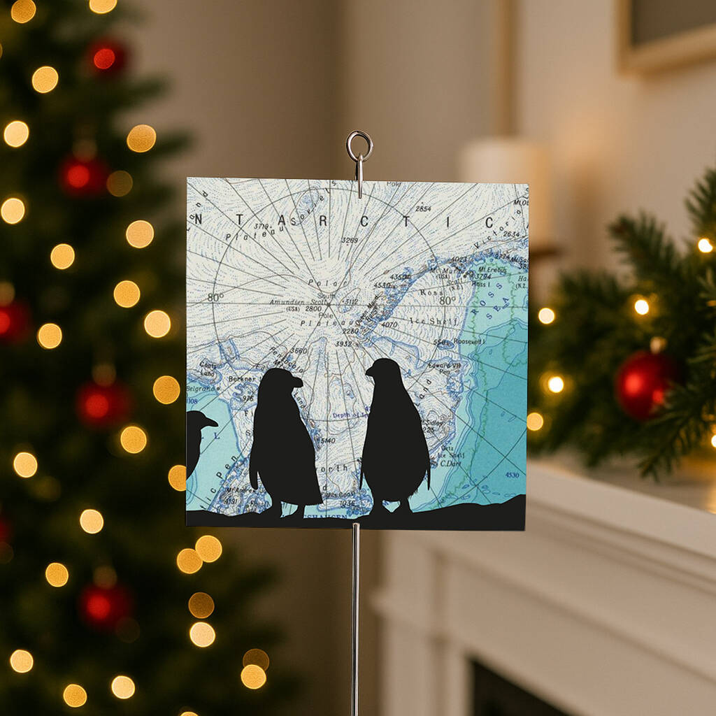 Penguins Over South Pole Christmas Card, 1 of 2