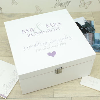 Personalised Wooden Wedding Memory Keepsake Box, 3 of 8