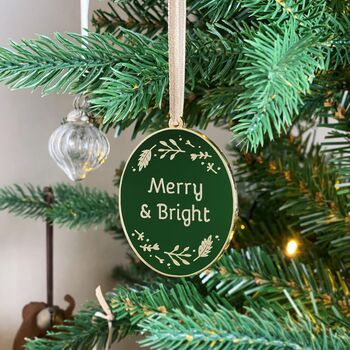 Merry And Bright Enamel Christmas Tree Decoration, 5 of 8