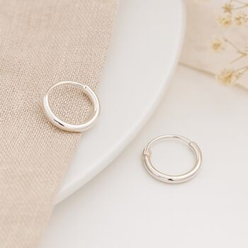 Mini Sterling Silver Huggie Hoop Sleeper Earrings, 3 of 7