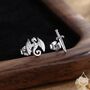 Mismatched Dragon And Sword Stud Earrings In Sterling Silver, thumbnail 1 of 12