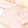 Personalised Luxury Baby Cardigan With Embroidered Moon And Stars Initial, thumbnail 2 of 11