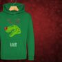 Rudolphasaurus Rex Dinosaur Personalised Kids Christmas Jumper Hoodie, thumbnail 5 of 12