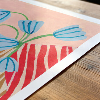 Striped Tulip Wall Art | Hand Painted Floral Print, 3 of 10