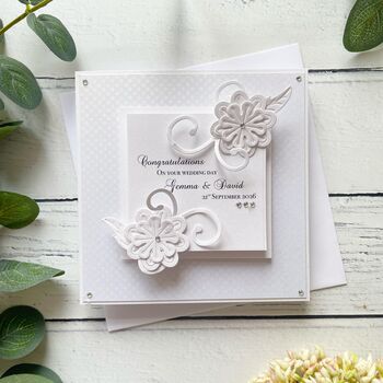 Handmade Personalised Wedding Card In White, 6 of 6
