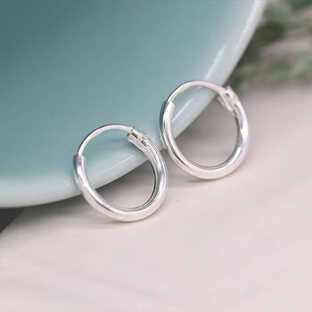 Sterling Silver Mini Sleeper Hoop Earrings – 10mm, 5 of 8