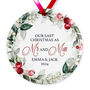 Last Christmas As Mr And Miss Personalised Ceramic Tree Decoration, thumbnail 2 of 2