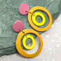 Brightly Coloured Wonky Hoop Retro Style Earrings, thumbnail 6 of 6