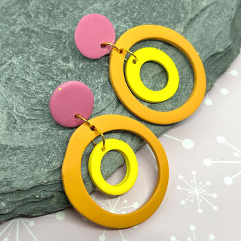 Brightly Coloured Wonky Hoop Retro Style Earrings, 6 of 6