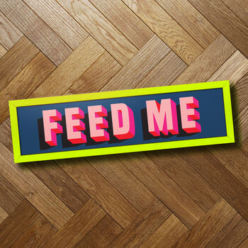 'Feed Me' Pink And Blue Funny Framed Landscape Print, 4 of 6