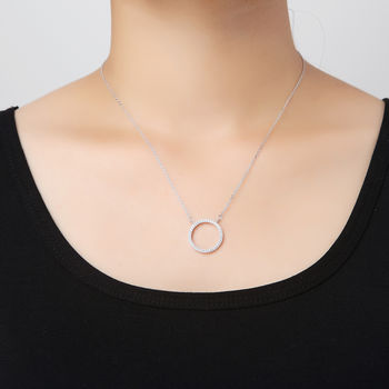 Large Circle Necklace Rose Or Gold Plated 925 Silver, 4 of 9