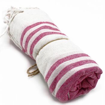 Pink Hammam Striped Cotton Towel, 3 of 4