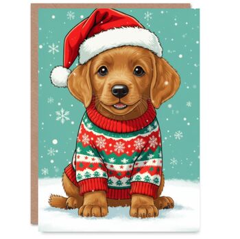 Fox Red Labrador Retriever Puppy Christmas Card, 3 of 5