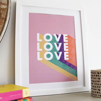 'Love' Pastel Rainbow Typography Art Print, 2 of 4