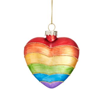 Christmas Glass Bauble Rainbow Heart, 2 of 2