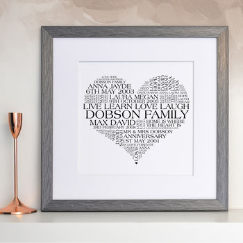 Personalised Heart Family Word Art Print, 3 of 11
