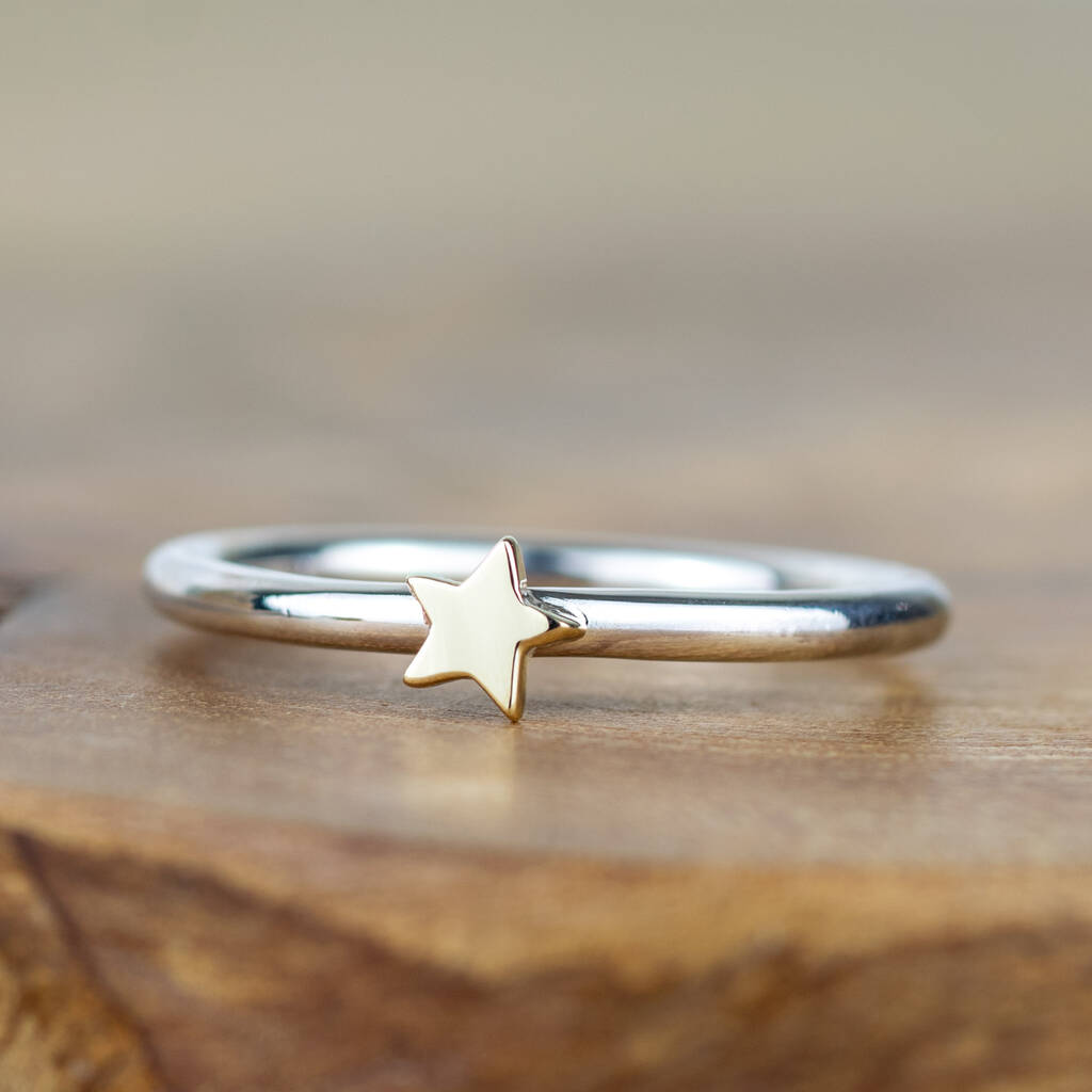 Handmade Silver And Gold Star Ring, 1 of 8