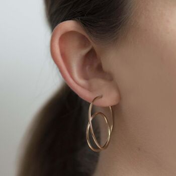 Gold Palted Silver Spring Drop Hoop Earrings, 3 of 6