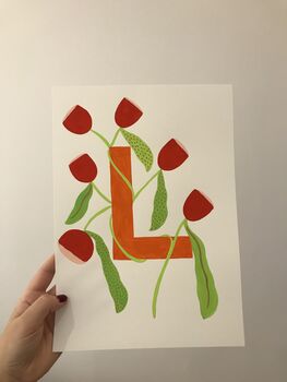 Personalised Floral Initial Painting, 5 of 12