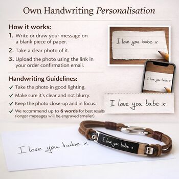 Gifts For Him Engraved Men Leather Bracelet, 4 of 12