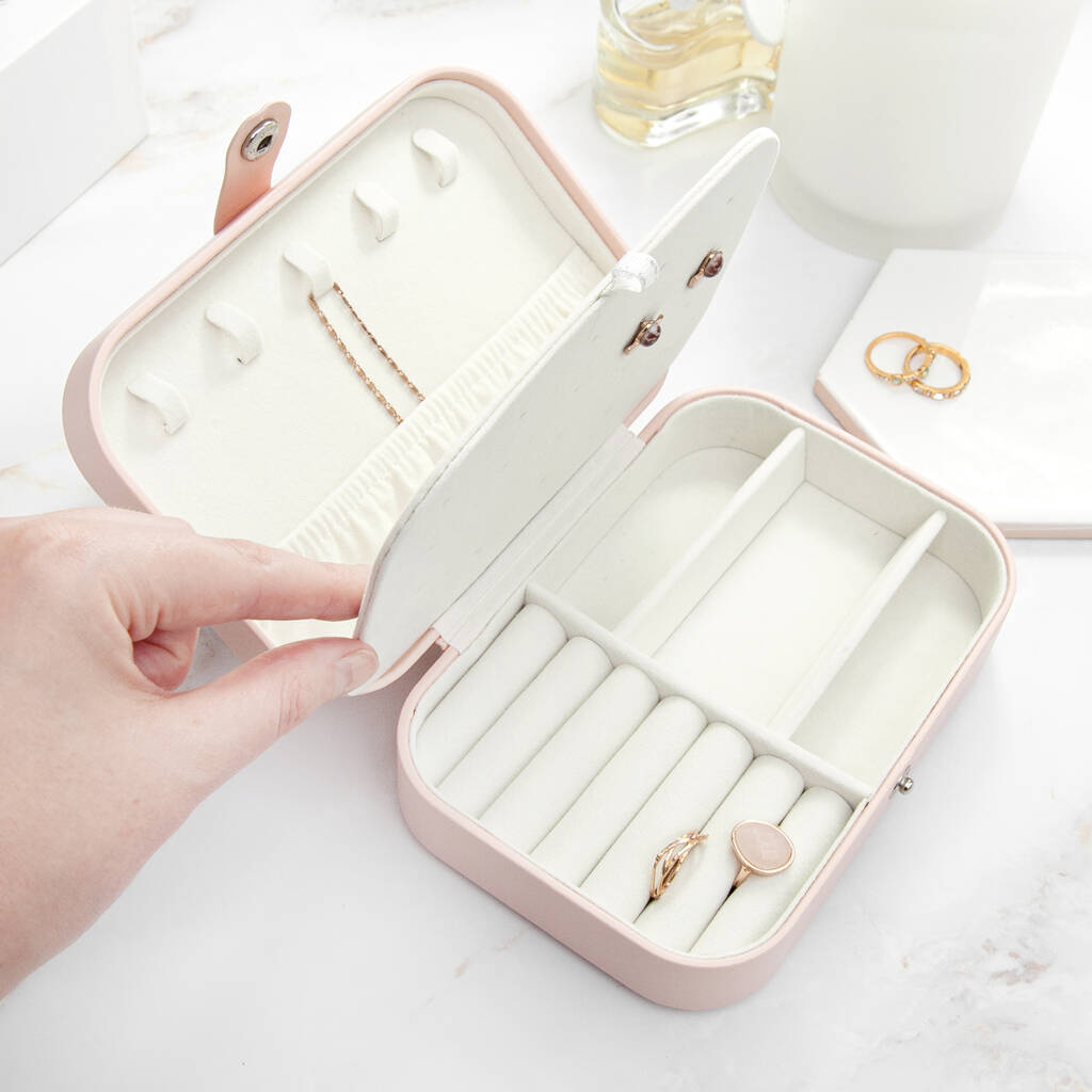 Personalised Blush Pink Jewellery Case By JUNGLEY