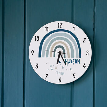 Modern Rainbow Blue Personalised Bedroom Clock, 2 of 3