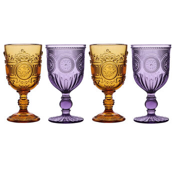 Set Of Four Amber And Purple Wine Goblets, 2 of 2