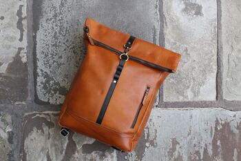 Handcrafted Mens Leather Backpack Rucksack Gift, 7 of 12