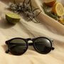 Black Classic Round Sunglasses, thumbnail 2 of 4