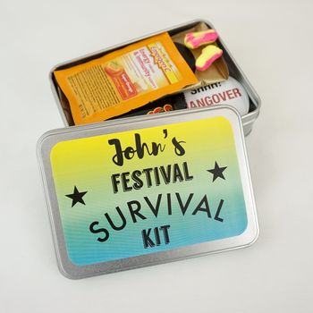 Personalised Festival Survival Tin With Hangover Kit, 2 of 7