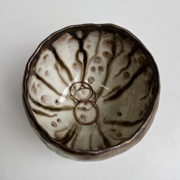 Handmade Gold Round Ceramic Ring Dish Bowl Jewel Holder, 2 of 6