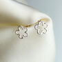 Sterling Silver Flower Outline Stud Earrings, thumbnail 4 of 4