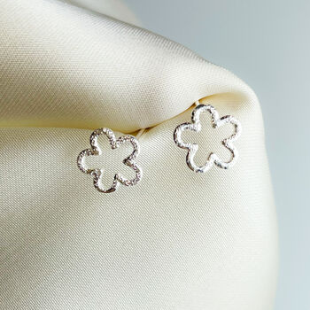 Sterling Silver Flower Outline Stud Earrings, 4 of 4