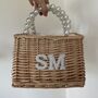 Personalised Pearl Handle Wicker Basket Bag, thumbnail 1 of 4