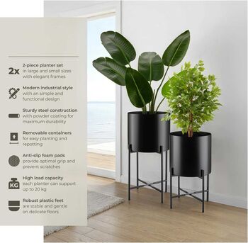 Plant Stand Pot Indoor Outdoor Metal Stands Set Of Two, 3 of 12