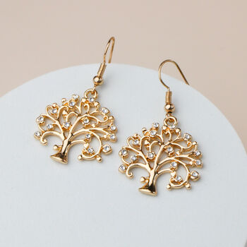 Crystal Detail Tree Dangle Earrings, 3 of 6