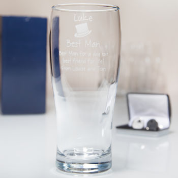 Personalised Best Man Pint Glass In Box, 4 of 5