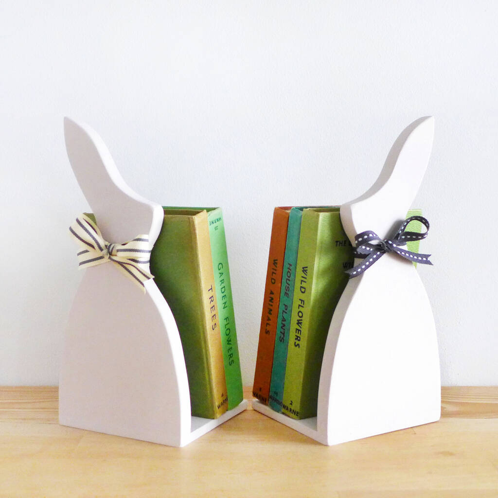 Pair Of Little Pink Rabbit Bookends, 1 of 4