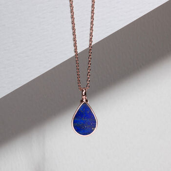 Teardrop Lapis Urn 18 K Rose Gold Plated Silver, 5 of 6