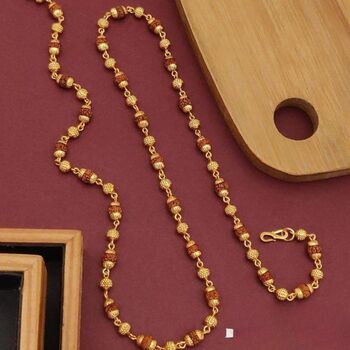18ct Gold Plated Indian Lord Shiva Rudraksha Beaded Necklace, 4 of 4