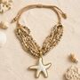 Natural Shell And Starfish Adjustable Cord Statement Necklace, thumbnail 2 of 2