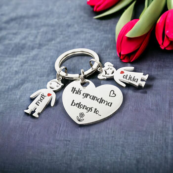 Personalised Silver Heart Keychain For Grandma Or Grandad, 2 of 9