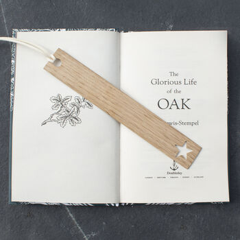 Personalised Gift Oak Bookmark Sun, Stars And The Moon, 2 of 8