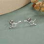 Sterling Silver Serotonin Molecule 18 G Screw Back Stud Earrings, thumbnail 1 of 12