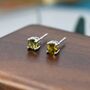 Sterling Silver Natural Raw Yellow Tourmaline Stone Stud Earrings, thumbnail 4 of 12