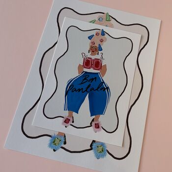 Blue 'Bon Pantalon' Good Trousers Art Print, 3 of 4