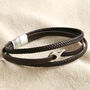 Men's Brown Leather Stainless Steel Infinity Bracelet, thumbnail 2 of 4