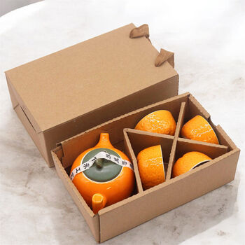 Orange Herbal Tea Set With Teapot And Four Tea Cups, 4 of 5