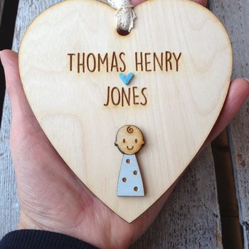 Personalised New Baby Boy Heart, 4 of 5